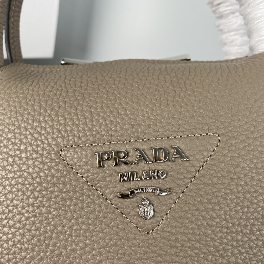 Prada Small Leather Shoulder Bag Handbag Dark Grey 1BC145